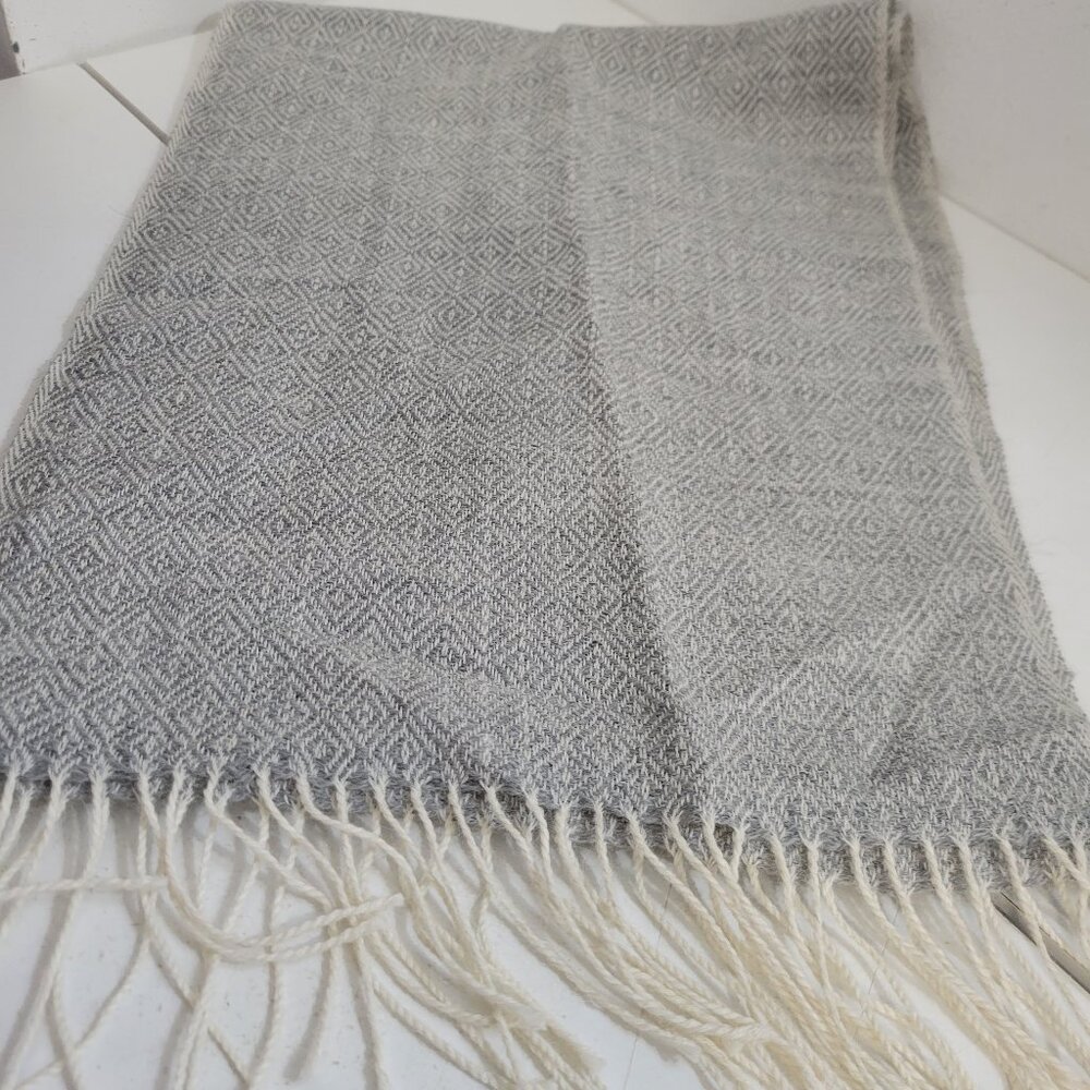 Pale Grey Silk And Cashmere Knit Scarf